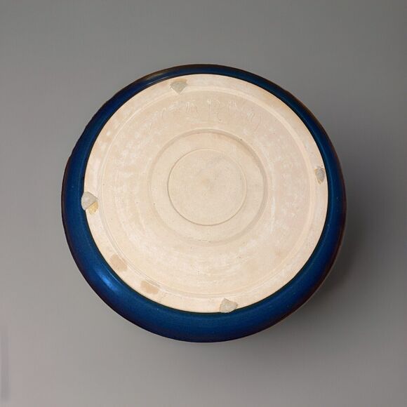 Susan DeMay Floral Blue Pottery Two Piece Chip And Dip Set Signed - Picture 6 of 12